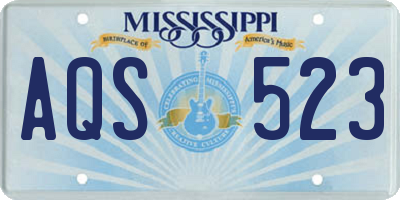 MS license plate AQS523
