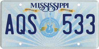 MS license plate AQS533