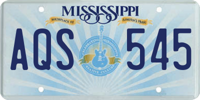 MS license plate AQS545