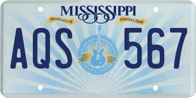 MS license plate AQS567