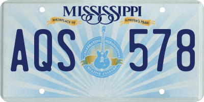 MS license plate AQS578
