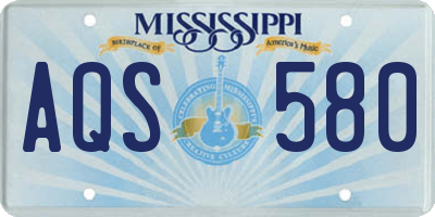 MS license plate AQS580