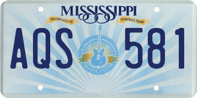 MS license plate AQS581