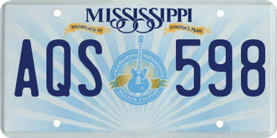 MS license plate AQS598