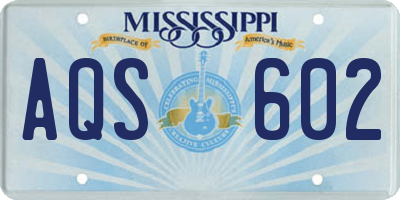 MS license plate AQS602