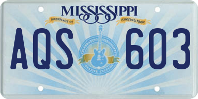 MS license plate AQS603