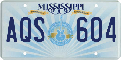 MS license plate AQS604