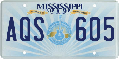 MS license plate AQS605