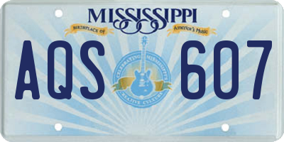 MS license plate AQS607