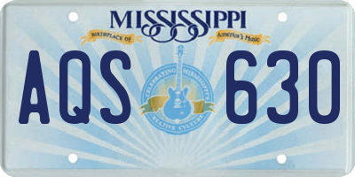MS license plate AQS630
