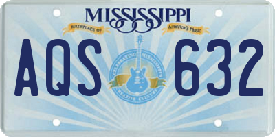 MS license plate AQS632