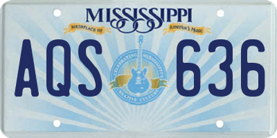 MS license plate AQS636