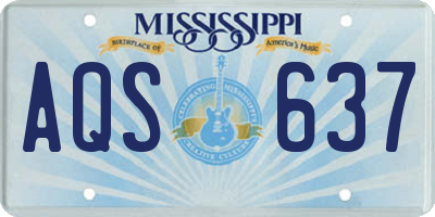 MS license plate AQS637