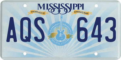 MS license plate AQS643