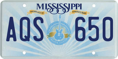 MS license plate AQS650