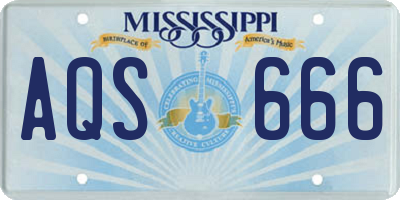 MS license plate AQS666