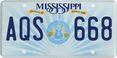 MS license plate AQS668