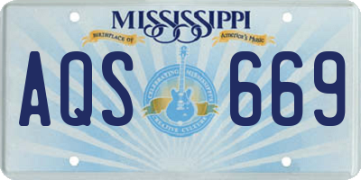MS license plate AQS669