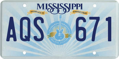 MS license plate AQS671