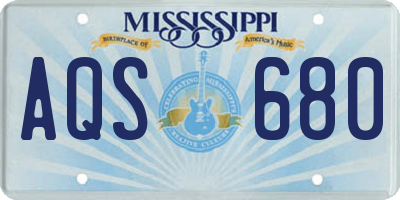 MS license plate AQS680