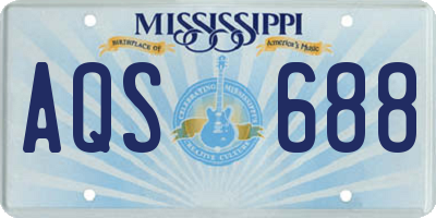 MS license plate AQS688