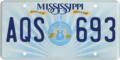 MS license plate AQS693