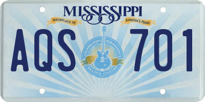 MS license plate AQS701