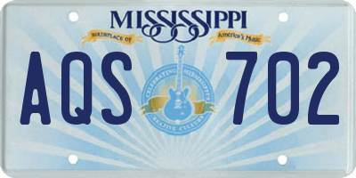MS license plate AQS702