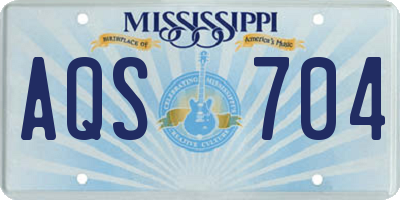 MS license plate AQS704