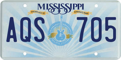 MS license plate AQS705