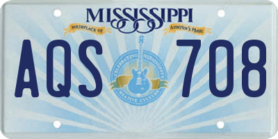 MS license plate AQS708