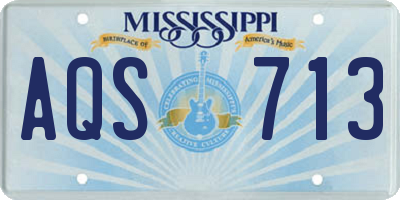 MS license plate AQS713