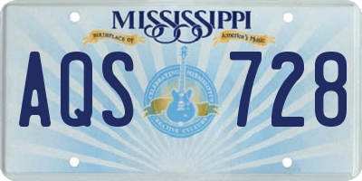 MS license plate AQS728