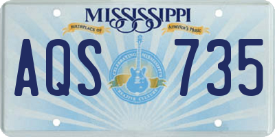 MS license plate AQS735
