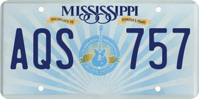 MS license plate AQS757