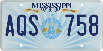MS license plate AQS758