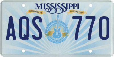 MS license plate AQS770