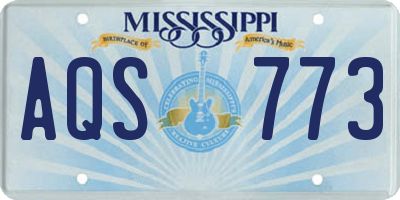 MS license plate AQS773