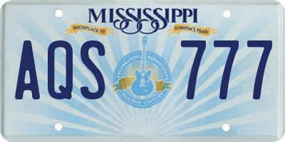 MS license plate AQS777
