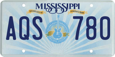 MS license plate AQS780