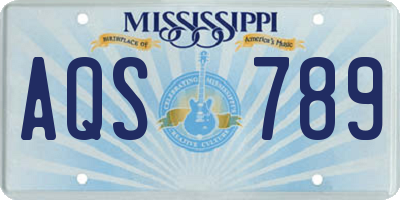 MS license plate AQS789