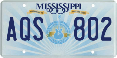 MS license plate AQS802