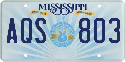 MS license plate AQS803