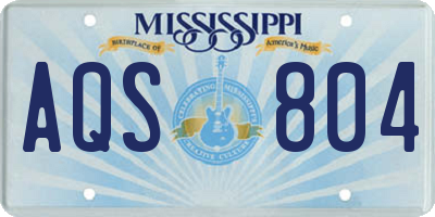 MS license plate AQS804