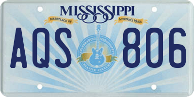 MS license plate AQS806