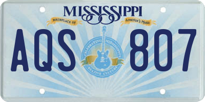 MS license plate AQS807