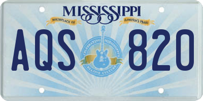 MS license plate AQS820