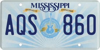 MS license plate AQS860