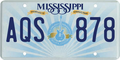 MS license plate AQS878