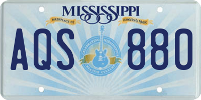 MS license plate AQS880